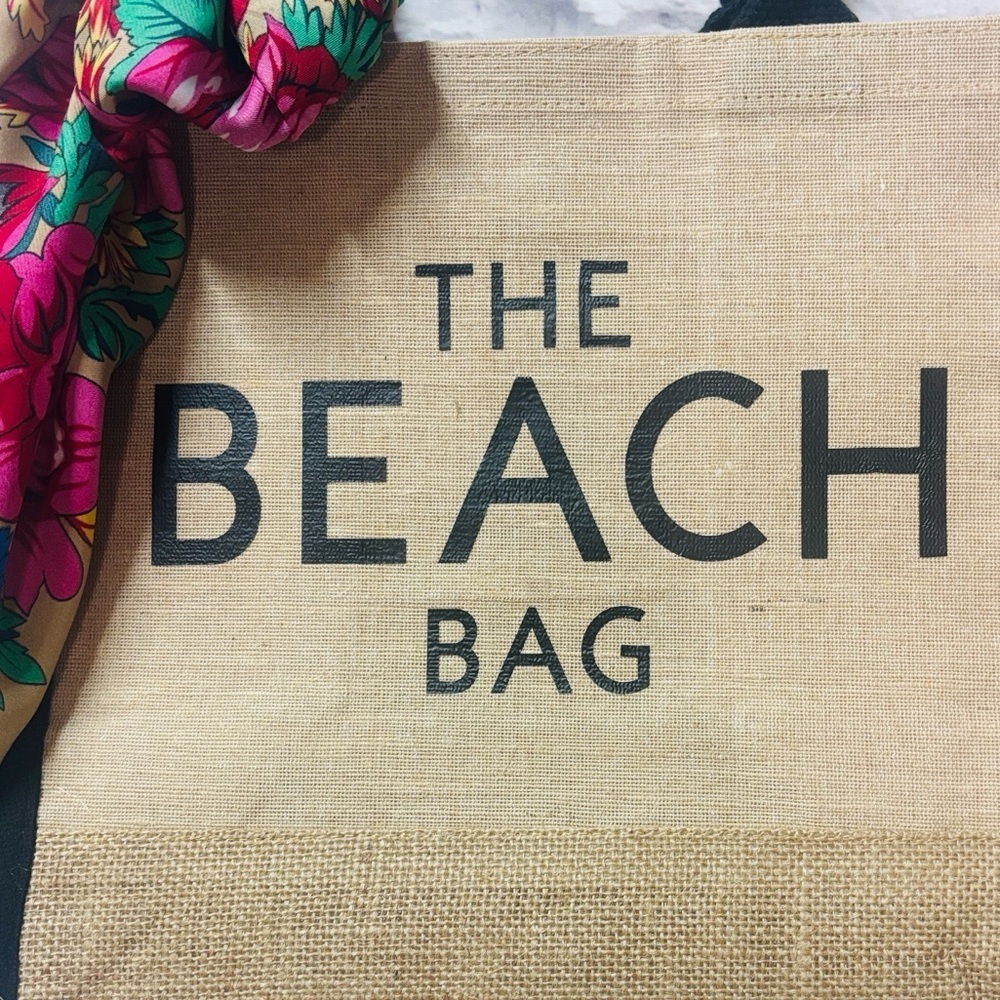 Jute Tote with Silk Scarf - Picture 4 of 5